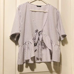 SHEIN Curve Wrap Around Black polka dots shirt top 3XL